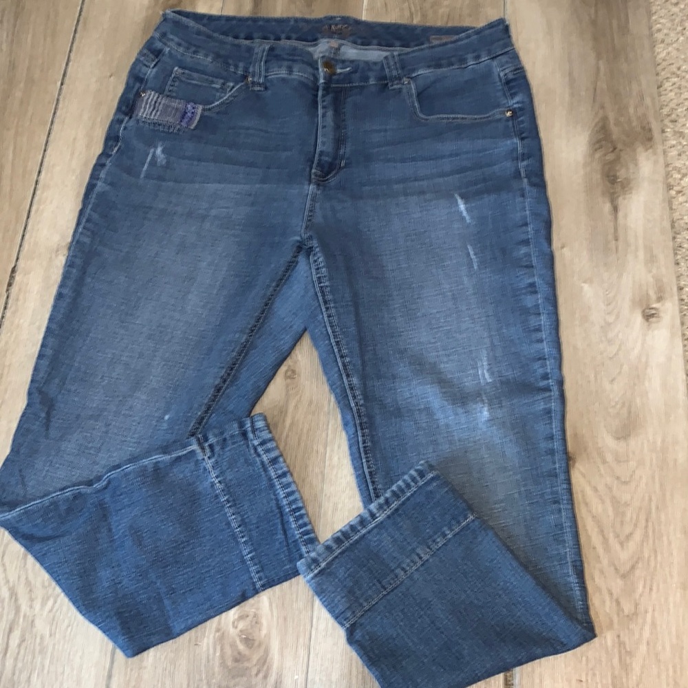 Melissa McCarthy slimming silhouette system 16w blue skinny jeans